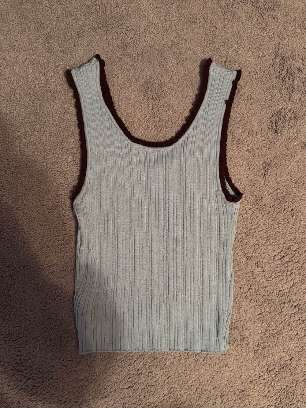 Blue Ribbed Contrast Tank Top - Picture 3 of 3